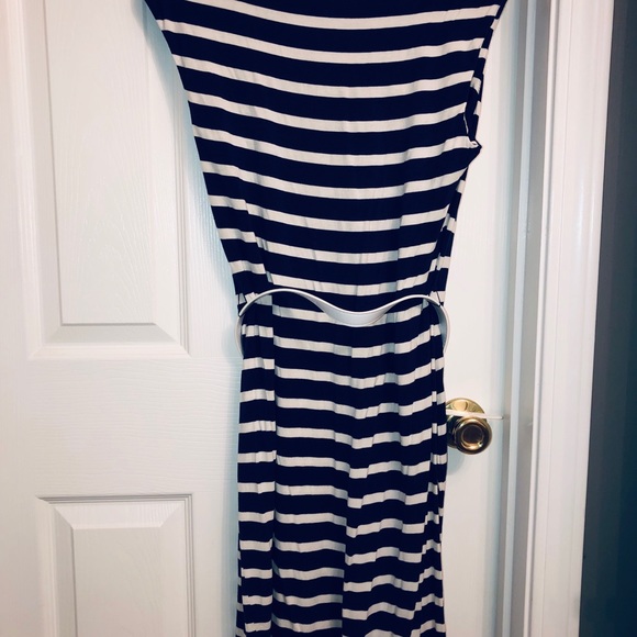 Calvin Klein Navy and White Striped Dress w Belt - Picture 7 of 8